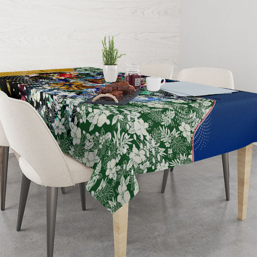 Personalized West Coast Eagles Football Tablecloth Tropical Hibiscus Flowers - Pacific Fusion Style