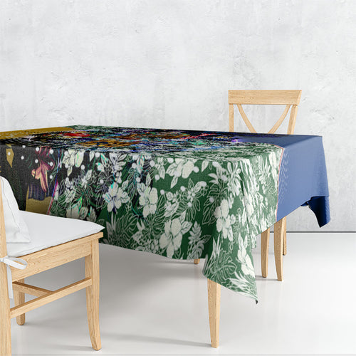 Personalized West Coast Eagles Football Tablecloth Tropical Hibiscus Flowers - Pacific Fusion Style