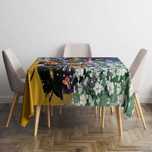 Personalized West Coast Eagles Football Tablecloth Tropical Hibiscus Flowers - Pacific Fusion Style