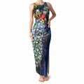 Personalized West Coast Eagles Football Tank Maxi Dress Tropical Hibiscus Flowers - Pacific Fusion Style