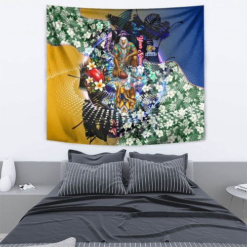 Personalized West Coast Eagles Football Tapestry Tropical Hibiscus Flowers - Pacific Fusion Style