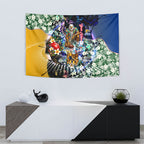 Personalized West Coast Eagles Football Tapestry Tropical Hibiscus Flowers - Pacific Fusion Style