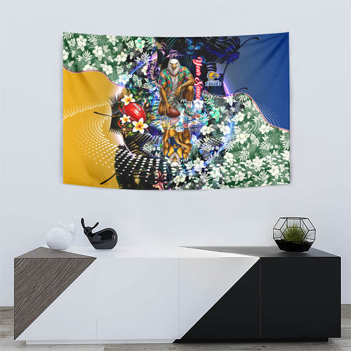 Personalized West Coast Eagles Football Tapestry Tropical Hibiscus Flowers - Pacific Fusion Style