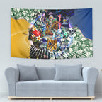 Personalized West Coast Eagles Football Tapestry Tropical Hibiscus Flowers - Pacific Fusion Style