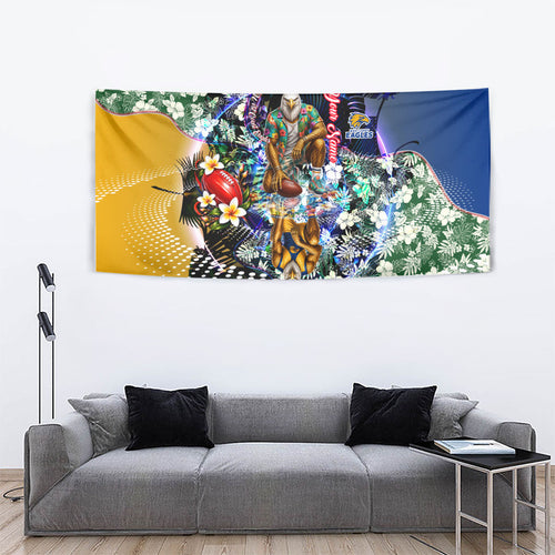 Personalized West Coast Eagles Football Tapestry Tropical Hibiscus Flowers - Pacific Fusion Style