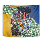 Personalized West Coast Eagles Football Tapestry Tropical Hibiscus Flowers - Pacific Fusion Style