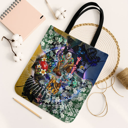 Personalized West Coast Eagles Football Tote Bag Tropical Hibiscus Flowers - Pacific Fusion Style