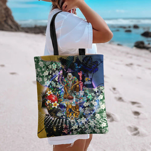 Personalized West Coast Eagles Football Tote Bag Tropical Hibiscus Flowers - Pacific Fusion Style
