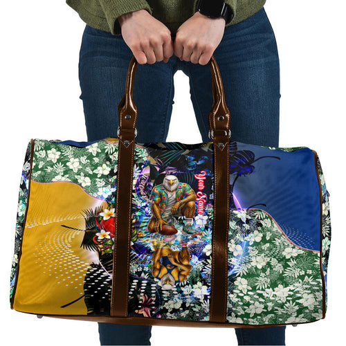 Personalized West Coast Eagles Football Travel Bag Tropical Hibiscus Flowers - Pacific Fusion Style