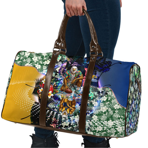 Personalized West Coast Eagles Football Travel Bag Tropical Hibiscus Flowers - Pacific Fusion Style