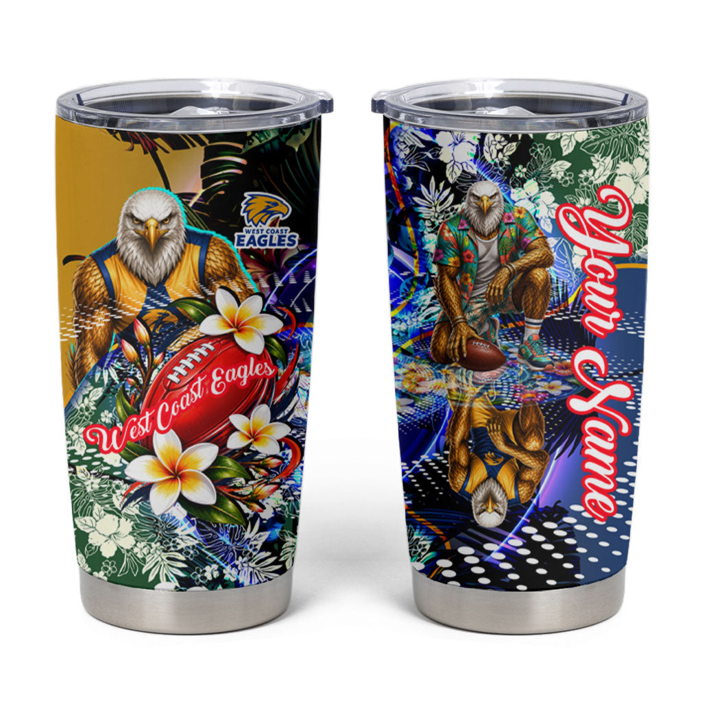 Personalized West Coast Eagles Football Tumbler Cup Tropical Hibiscus Flowers - Pacific Fusion Style