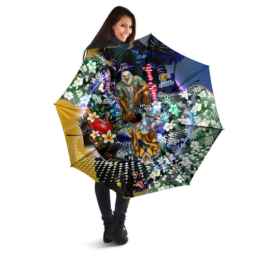 Personalized West Coast Eagles Football Umbrella Tropical Hibiscus Flowers - Pacific Fusion Style