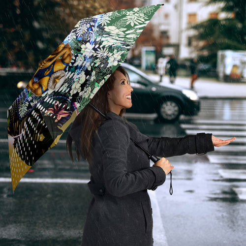 Personalized West Coast Eagles Football Umbrella Tropical Hibiscus Flowers - Pacific Fusion Style