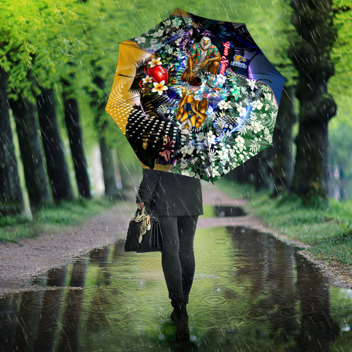 Personalized West Coast Eagles Football Umbrella Tropical Hibiscus Flowers - Pacific Fusion Style