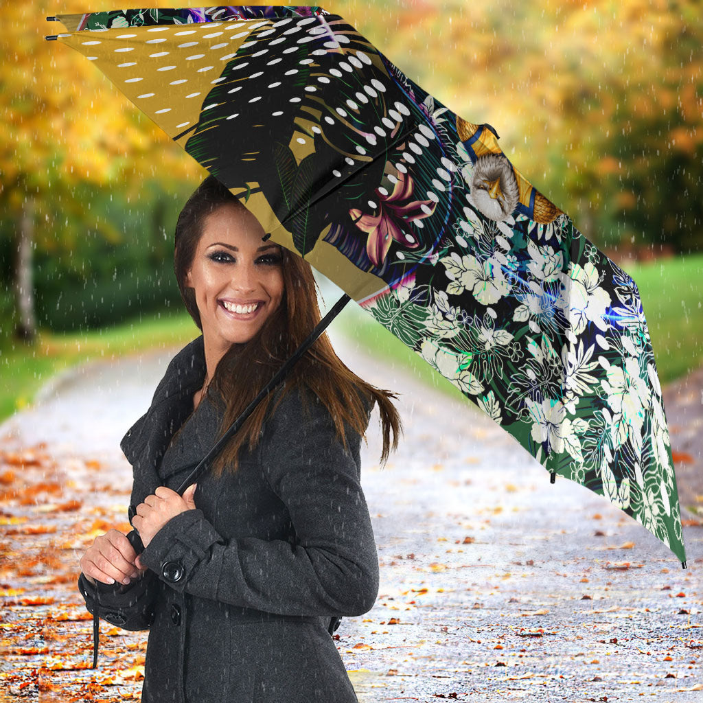 Personalized West Coast Eagles Football Umbrella Tropical Hibiscus Flowers - Pacific Fusion Style