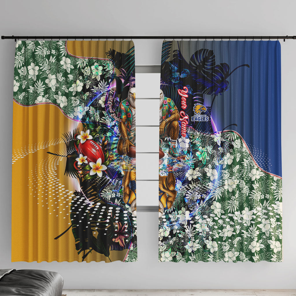 Personalized West Coast Eagles Football Window Curtain Tropical Hibiscus Flowers - Pacific Fusion Style