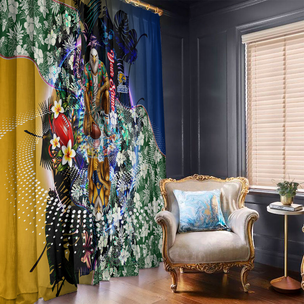 Personalized West Coast Eagles Football Window Curtain Tropical Hibiscus Flowers - Pacific Fusion Style