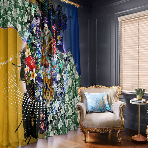 Personalized West Coast Eagles Football Window Curtain Tropical Hibiscus Flowers - Pacific Fusion Style