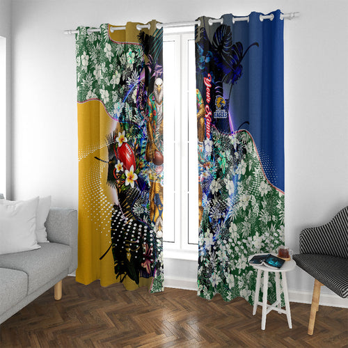 Personalized West Coast Eagles Football Window Curtain Tropical Hibiscus Flowers - Pacific Fusion Style