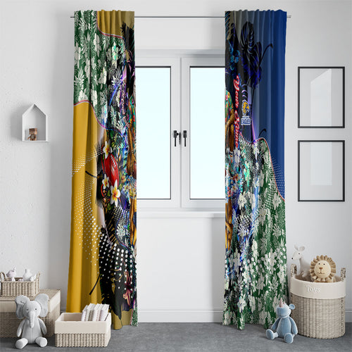 Personalized West Coast Eagles Football Window Curtain Tropical Hibiscus Flowers - Pacific Fusion Style