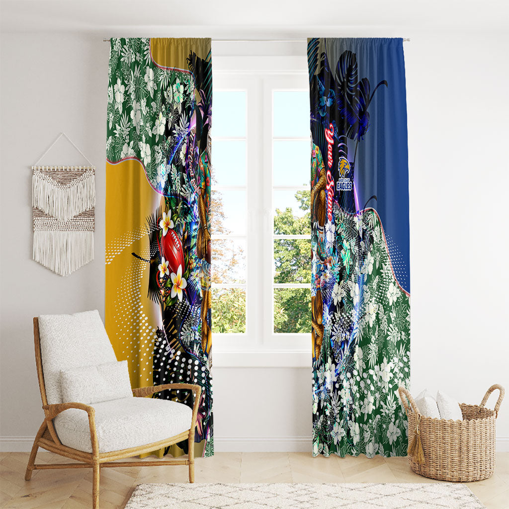 Personalized West Coast Eagles Football Window Curtain Tropical Hibiscus Flowers - Pacific Fusion Style