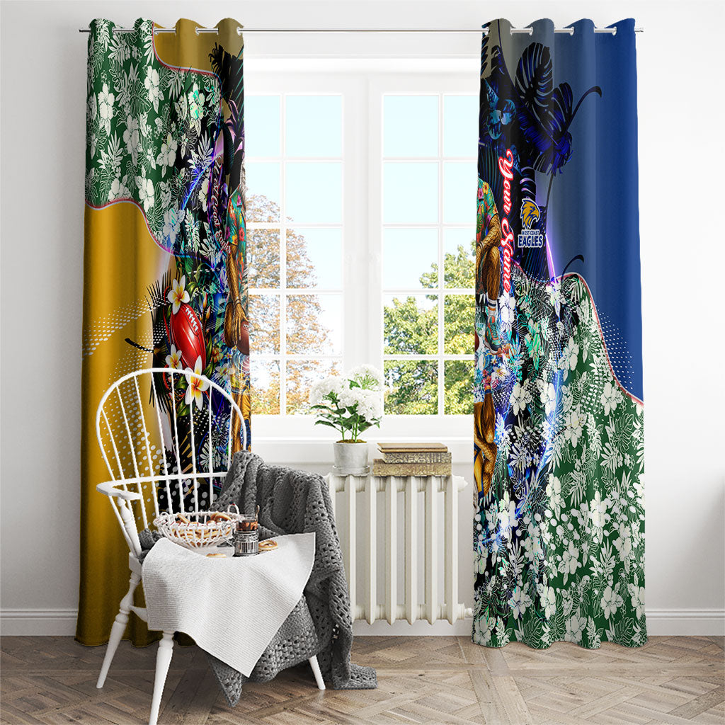 Personalized West Coast Eagles Football Window Curtain Tropical Hibiscus Flowers - Pacific Fusion Style