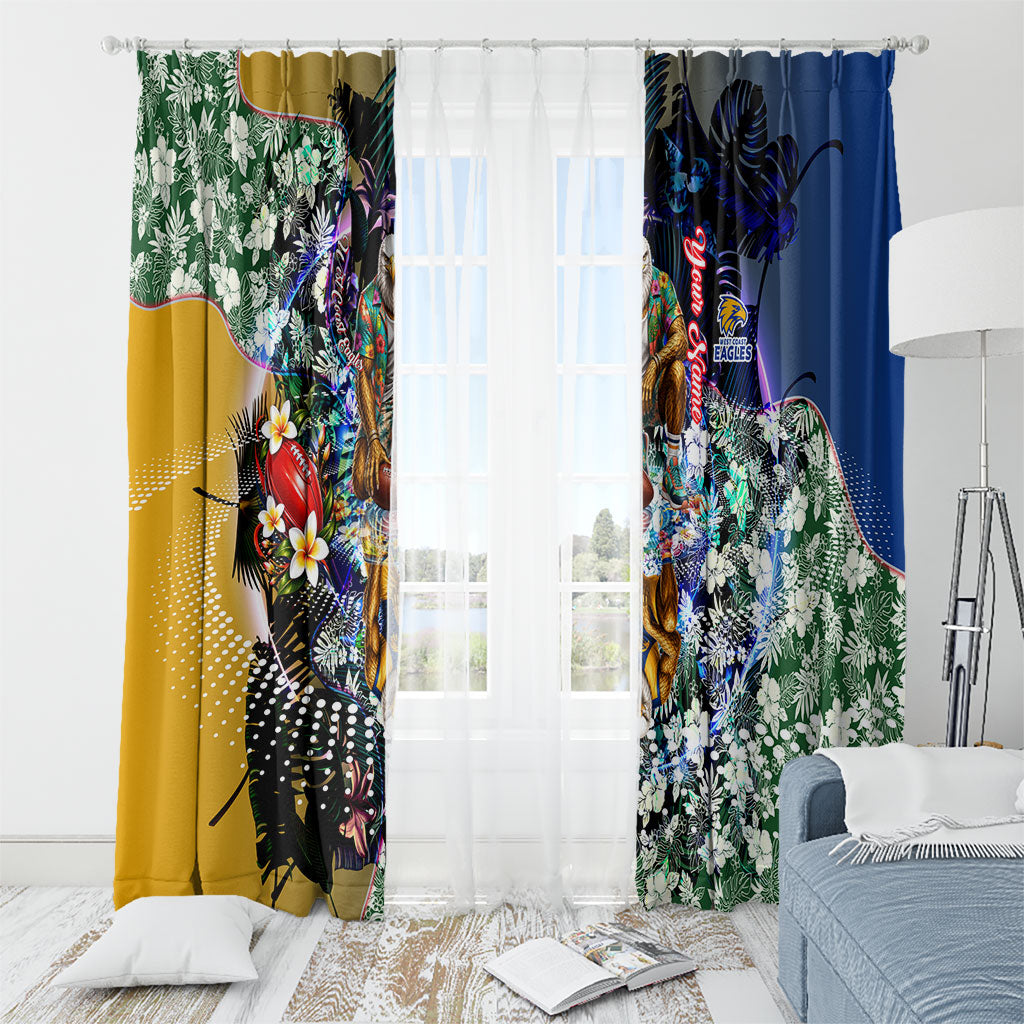 Personalized West Coast Eagles Football Window Curtain Tropical Hibiscus Flowers - Pacific Fusion Style