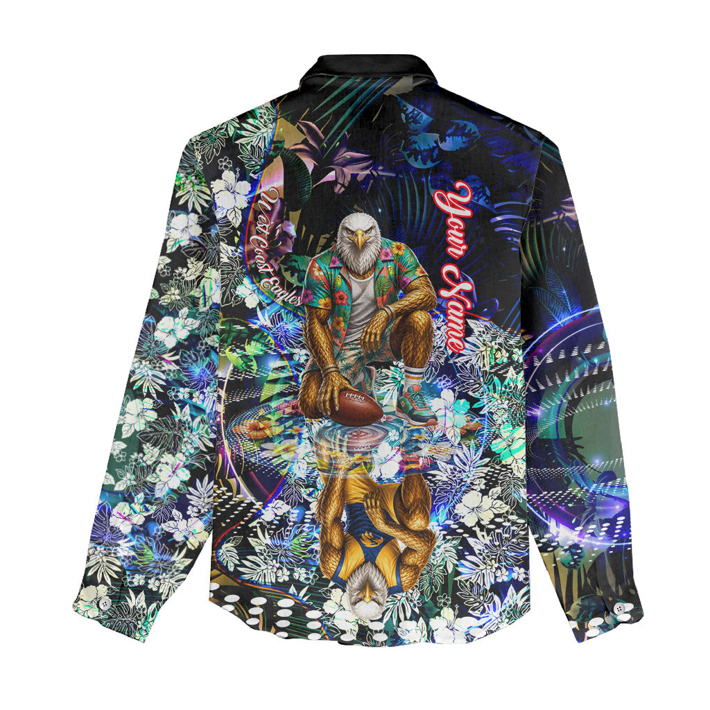 Personalized West Coast Eagles Football Women Casual Shirt Tropical Hibiscus Flowers - Pacific Fusion Style