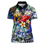 Personalized West Coast Eagles Football Women Polo Shirt Tropical Hibiscus Flowers - Pacific Fusion Style