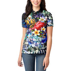 Personalized West Coast Eagles Football Women Polo Shirt Tropical Hibiscus Flowers - Pacific Fusion Style