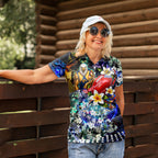 Personalized West Coast Eagles Football Women Polo Shirt Tropical Hibiscus Flowers - Pacific Fusion Style