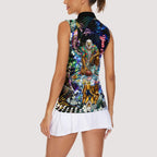 Personalized West Coast Eagles Football Women Sleeveless Polo Shirt Tropical Hibiscus Flowers - Pacific Fusion Style