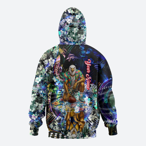 Personalized West Coast Eagles Football Zip Hoodie Tropical Hibiscus Flowers - Pacific Fusion Style