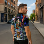 Personalized West Coast Eagles Football Zipper Polo Shirt Tropical Hibiscus Flowers - Pacific Fusion Style