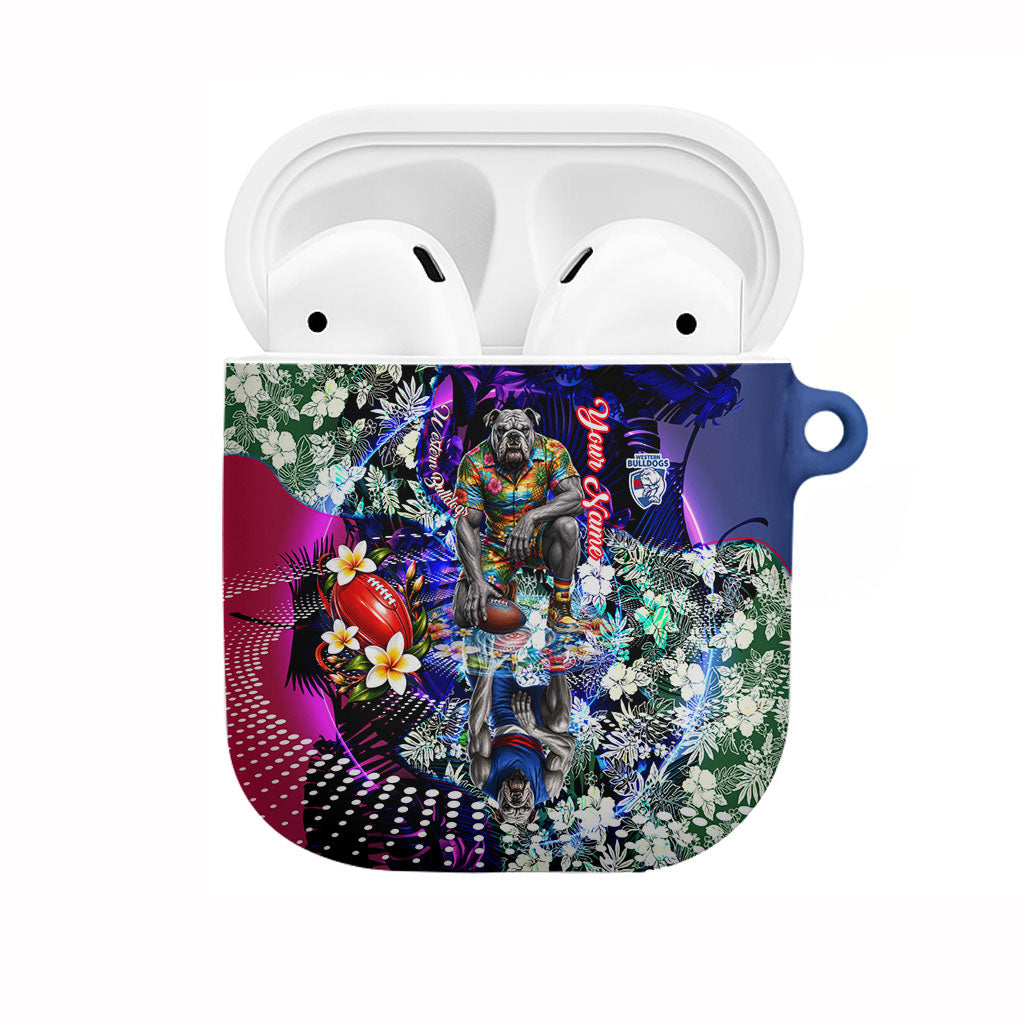 Personalized Western Bulldogs Football AirPods Case Tropical Hibiscus Flowers - Pacific Fusion Style