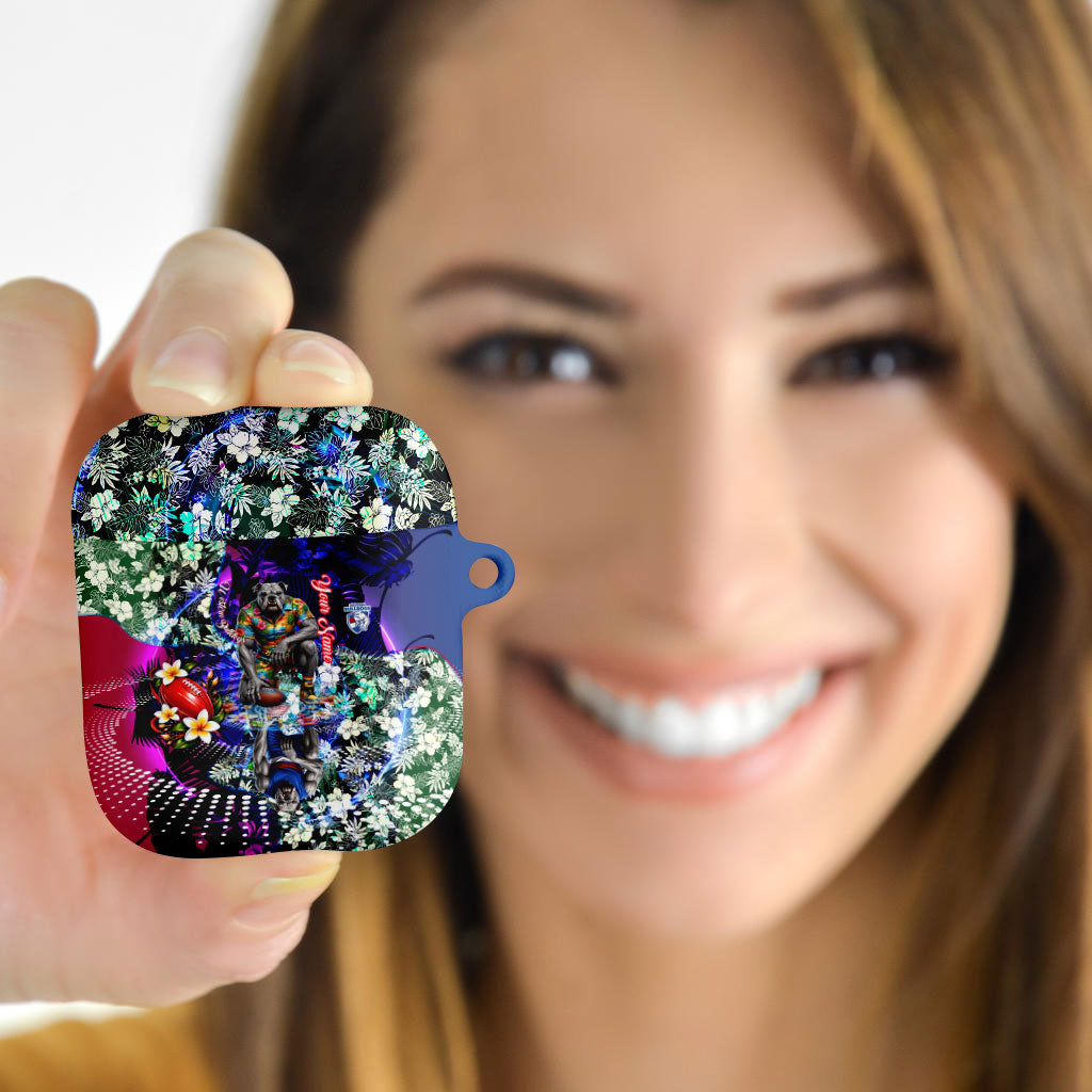 Personalized Western Bulldogs Football AirPods Case Tropical Hibiscus Flowers - Pacific Fusion Style