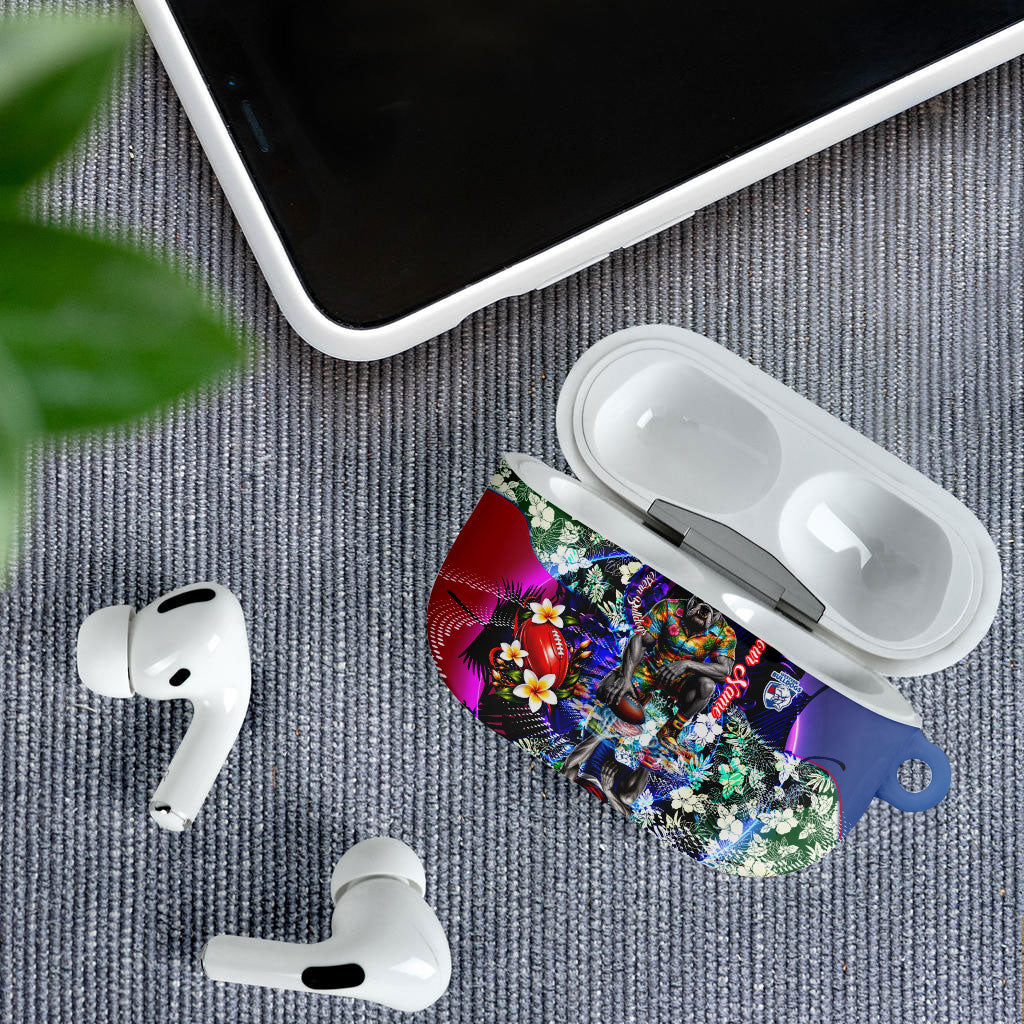 Personalized Western Bulldogs Football AirPods Case Tropical Hibiscus Flowers - Pacific Fusion Style