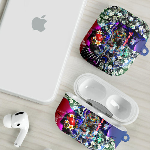 Personalized Western Bulldogs Football AirPods Case Tropical Hibiscus Flowers - Pacific Fusion Style