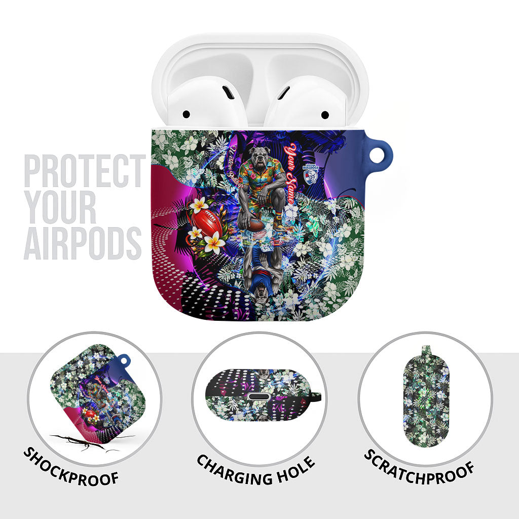 Personalized Western Bulldogs Football AirPods Case Tropical Hibiscus Flowers - Pacific Fusion Style