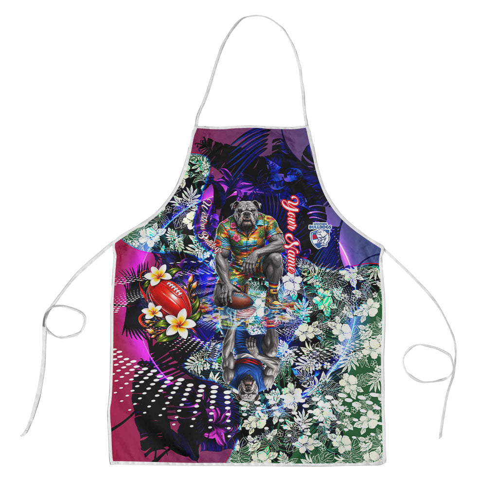Personalized Western Bulldogs Football Apron Tropical Hibiscus Flowers - Pacific Fusion Style