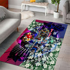 Personalized Western Bulldogs Football Area Rug Tropical Hibiscus Flowers - Pacific Fusion Style