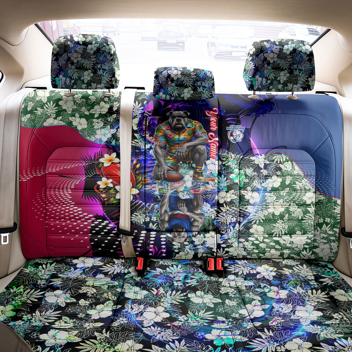 Personalized Western Bulldogs Football Back Car Seat Cover Tropical Hibiscus Flowers - Pacific Fusion Style