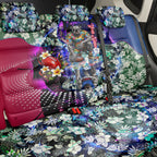 Personalized Western Bulldogs Football Back Car Seat Cover Tropical Hibiscus Flowers - Pacific Fusion Style