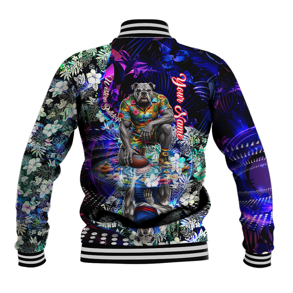 Personalized Western Bulldogs Football Baseball Jacket Tropical Hibiscus Flowers - Pacific Fusion Style