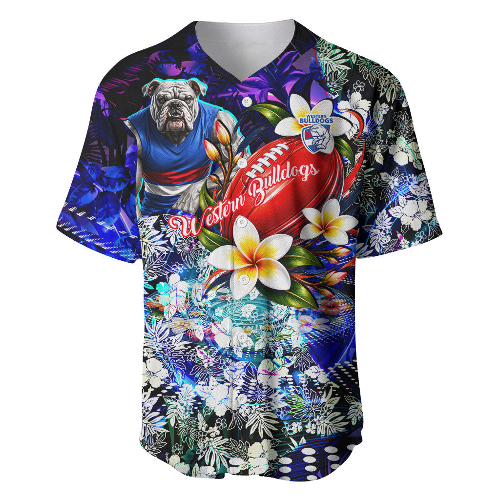 Personalized Western Bulldogs Football Baseball Jersey Tropical Hibiscus Flowers - Pacific Fusion Style