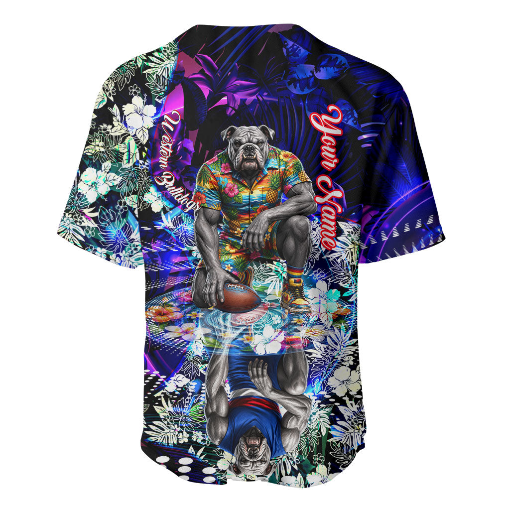 Personalized Western Bulldogs Football Baseball Jersey Tropical Hibiscus Flowers - Pacific Fusion Style