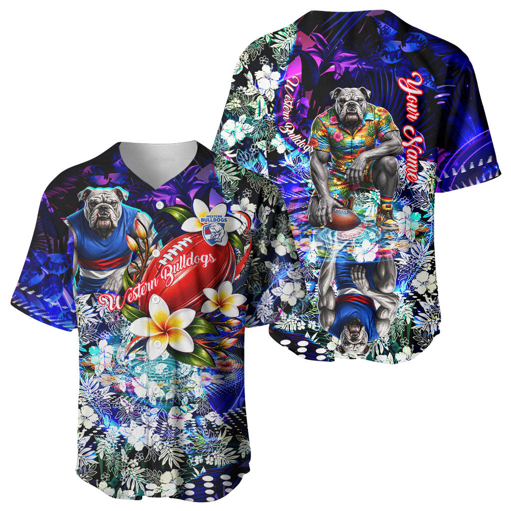 Personalized Western Bulldogs Football Baseball Jersey Tropical Hibiscus Flowers - Pacific Fusion Style