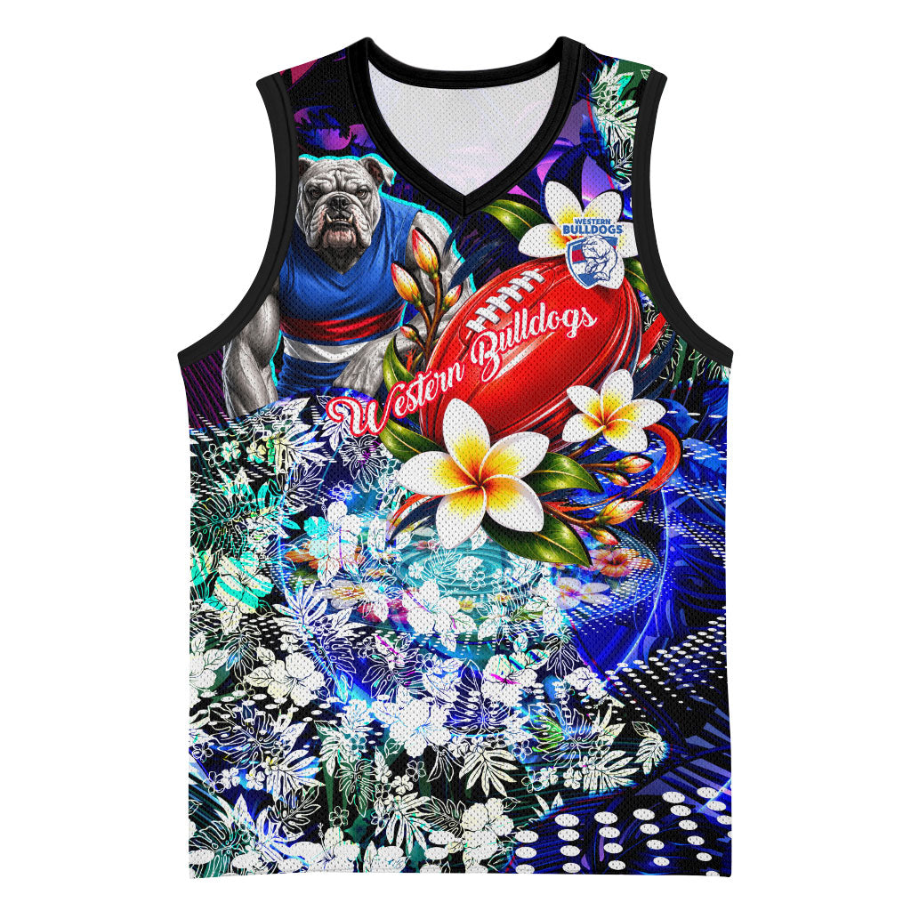 Personalized Western Bulldogs Football Basketball Jersey Tropical Hibiscus Flowers - Pacific Fusion Style