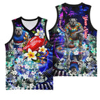 Personalized Western Bulldogs Football Basketball Jersey Tropical Hibiscus Flowers - Pacific Fusion Style