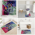 Personalized Western Bulldogs Football Bathroom Set Tropical Hibiscus Flowers - Pacific Fusion Style